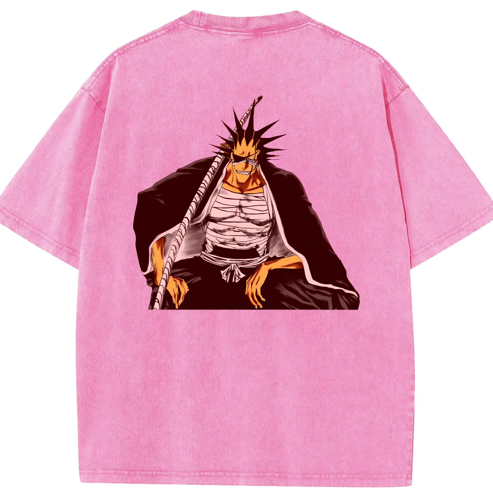 （画像用） ブリーチ ざらき けんぱち BLEACH Zaraki Kenpachi 綿100% ヴィンテージ風 半袖Tシャツ（背面プリント）